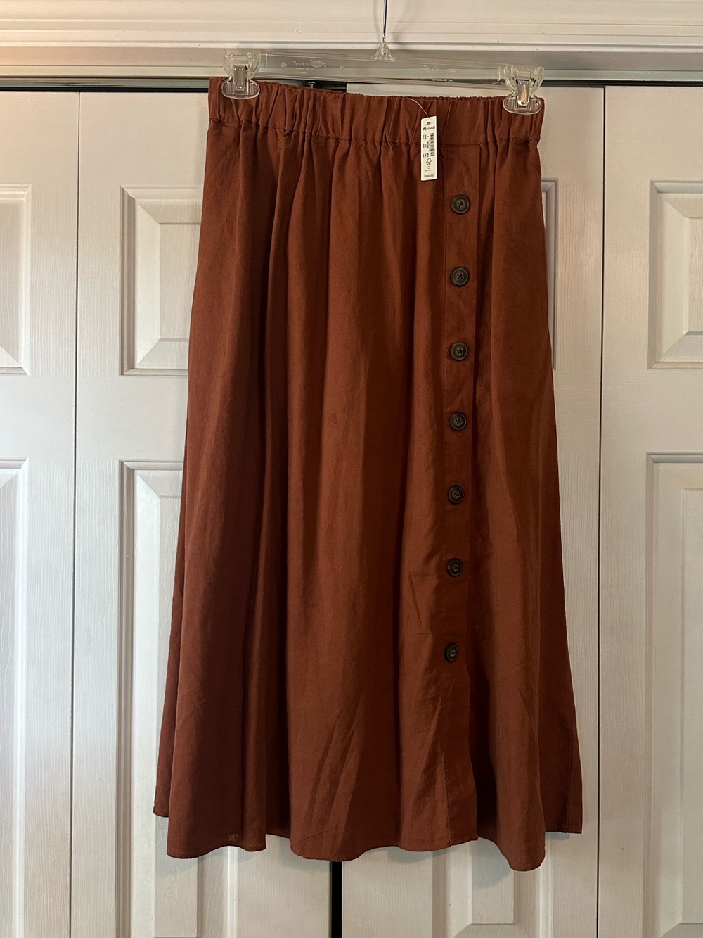 Madewell Linen-Blend Side-Button Midi Skirt - Picture 4 of 7